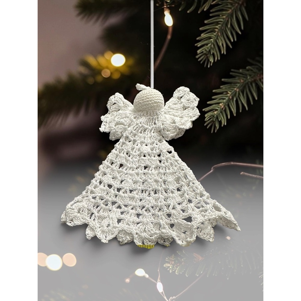 Vintage Handmade Crochet Angel Ornament